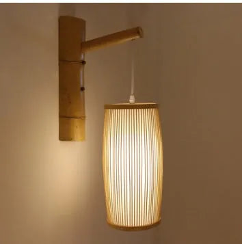 Southeast Asia bamboo plait hall staircase decoration lamp with E27 holder, 15cm diameter, 35cm tall