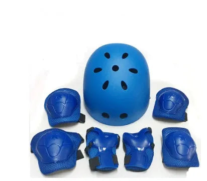 Seven-piece helmet cover set with hat, 2 hand guards, knee pads and elbow pads in matte black, sizes XS to L.