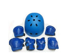 Seven-piece helmet cover set with hat, 2 hand guards, knee pads and elbow pads in matte black, sizes XS to L.