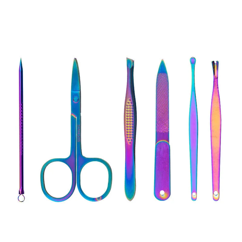 8-piece stainless steel nail clippers set with custom logo option and colour variant for nail care