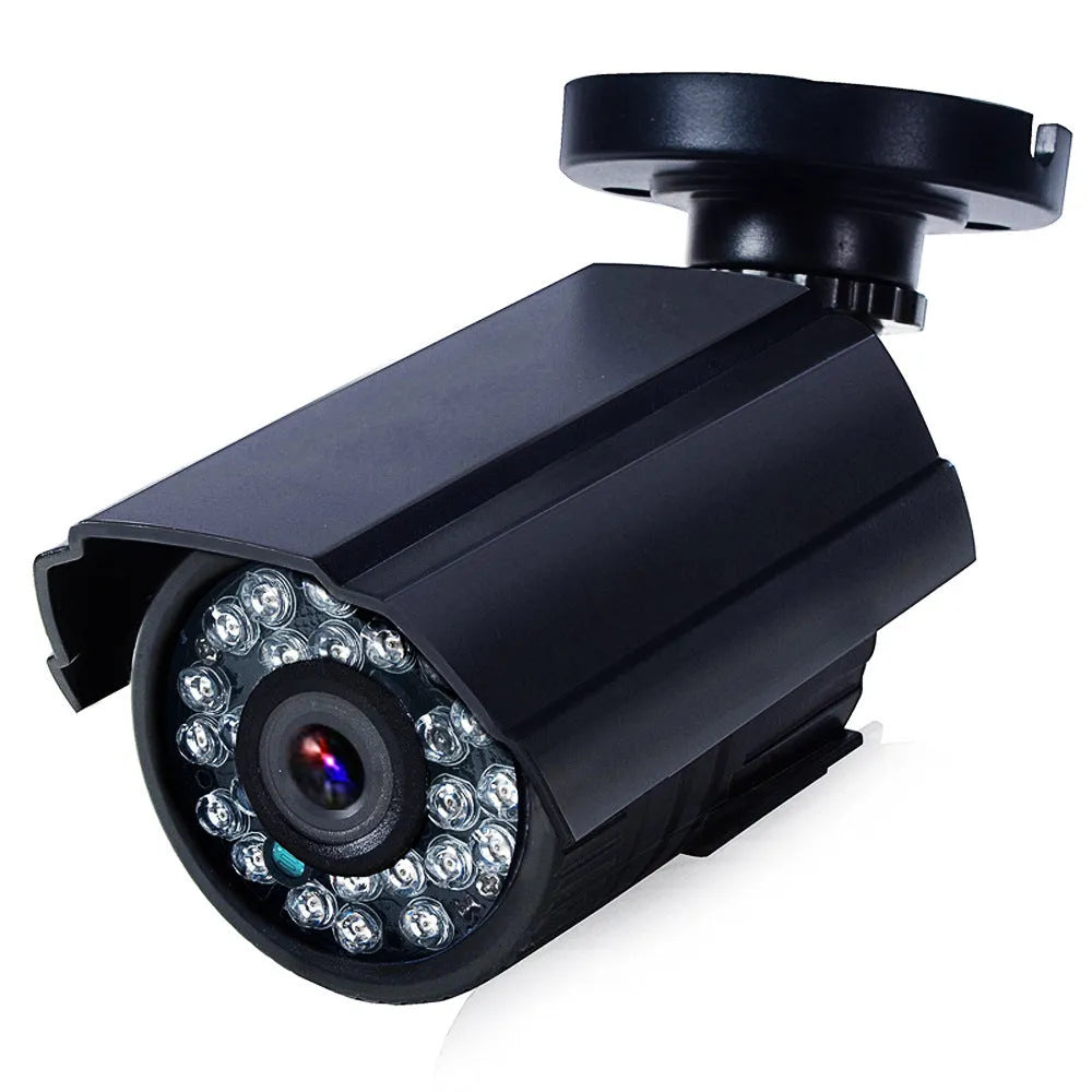 Black AHD HD waterproof surveillance camera with fixed lens, 30m infrared night vision, and ABS plastic waterproof shell