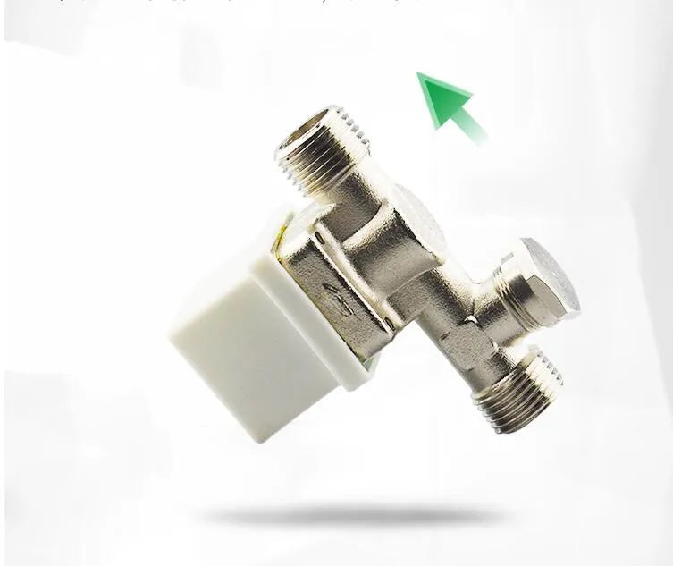 A04 DC12V water solenoid valve, normally closed pilot type, 4-point external screw, plastic body, copper joint