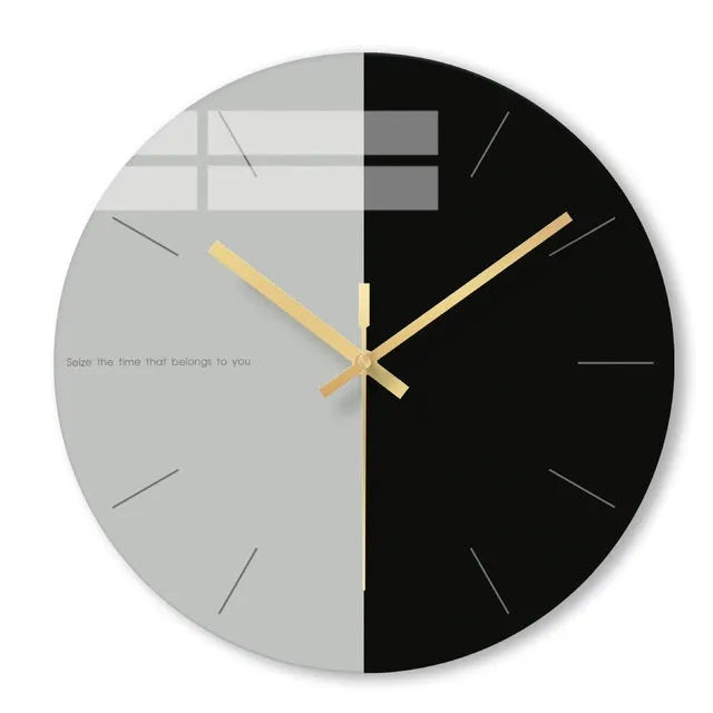 Tempered glass wall clock with 29.5cm diameter showing transparent design and silent sweep movement