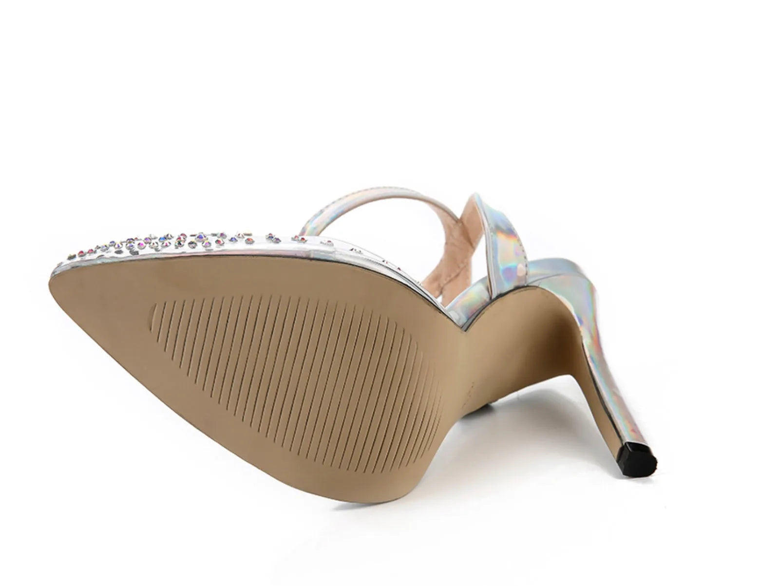 Women's pointed diamond sandals with stiletto heels, PVC upper, sizes 35-42, foot length 225-250mm