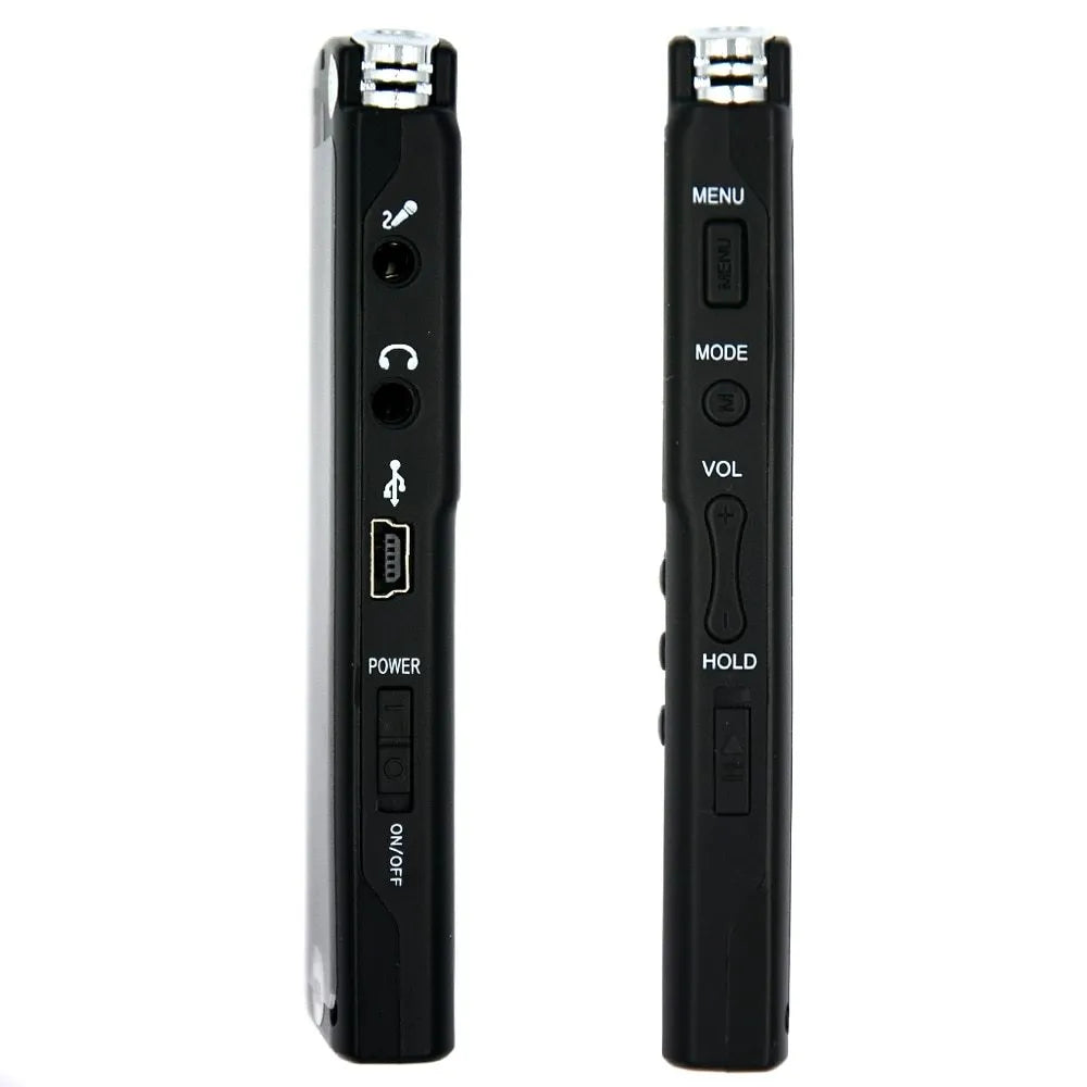 Original USB Professional Voice Recorder with compact design, external microphone, and display showing 1536 Kbps bit rate