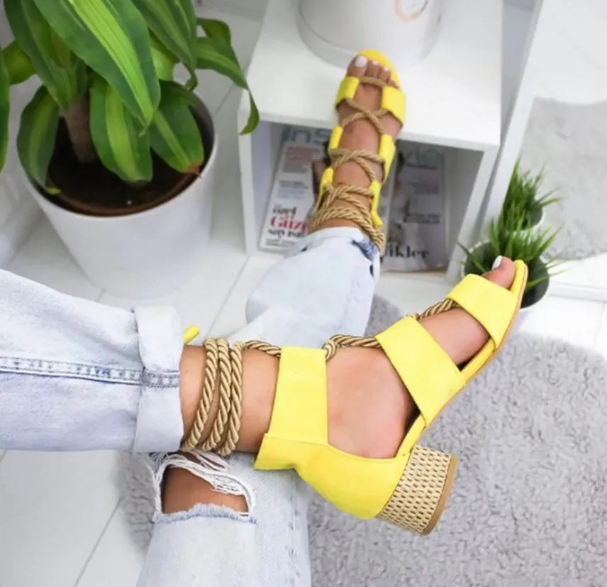 Women's round head fish mouth sandals with 3-5cm thick heel in suede, available in six colours