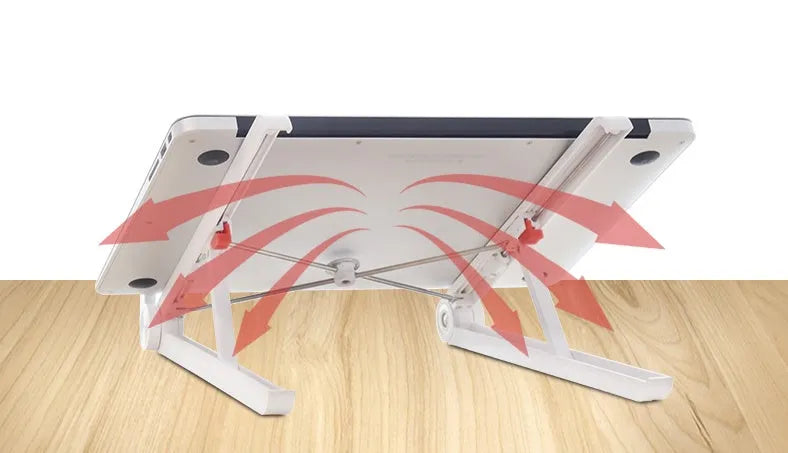 White laptop bracket with heat sink base cushion compatible with Apple MacBook and Whale race notebooks