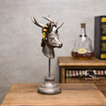 Natural resin animal ornament for home decor in black, white, or wood colour, 32cm tall.