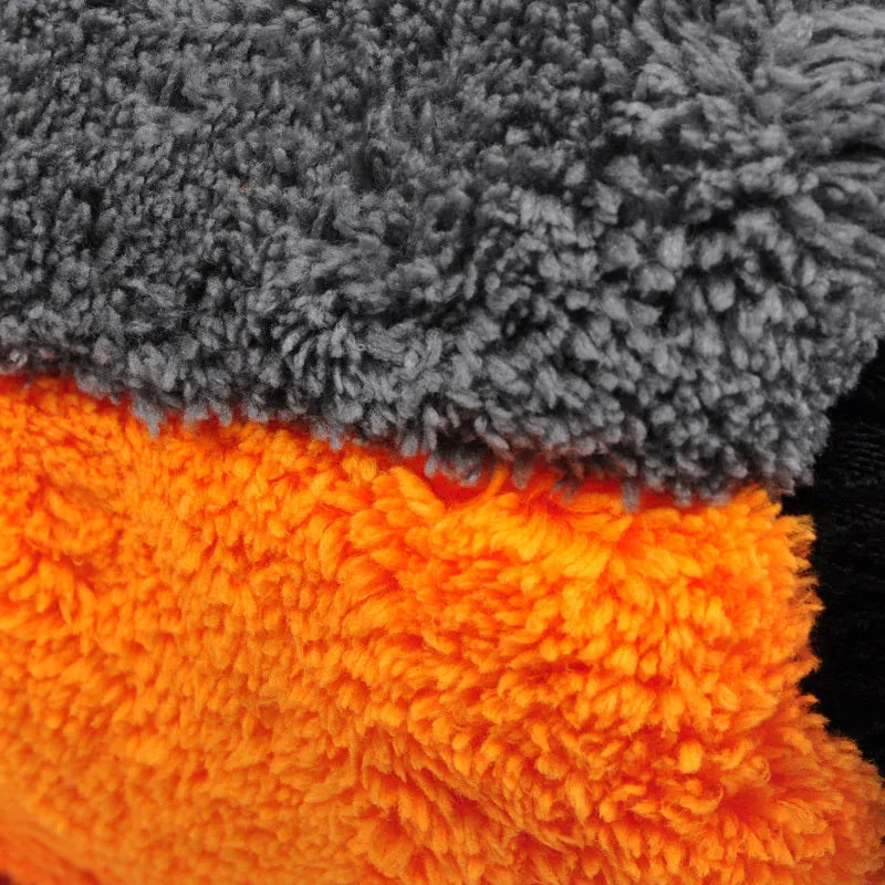 Bear Paw double-sided coral fleece thumb glove car cleaning mitt 24x20cm in grey and orange
