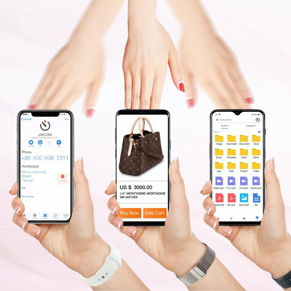 JAKCOM N3 Smart Nail Chip in red, wireless NFC sensor nail chip for mobile phone touch activation.