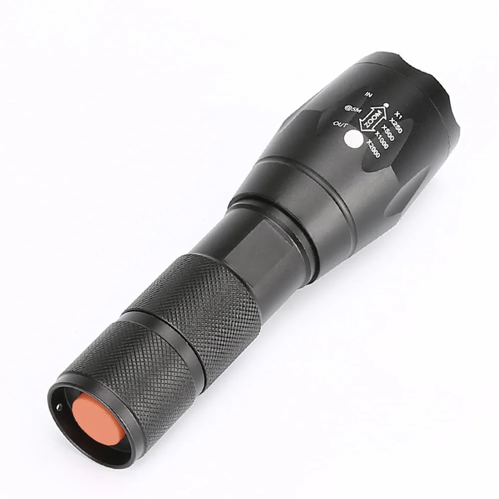 Portable mini LED zoom torch with adjustable focus and aluminium alloy body for outdoor use