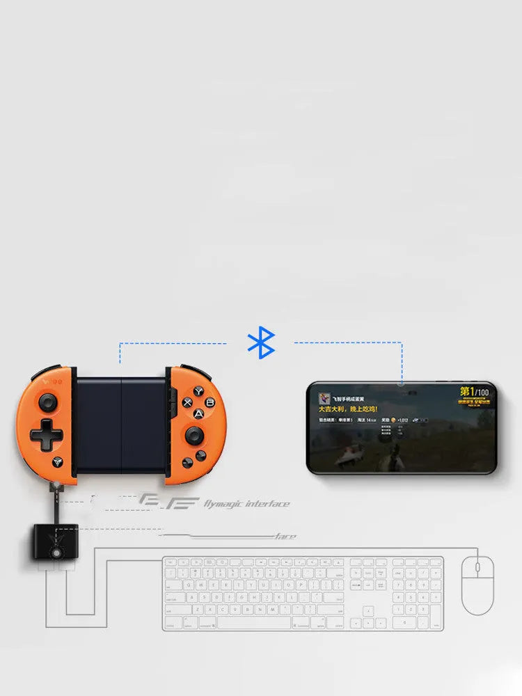 Feizhi Wee 2T blue mobile game controller with stretch handles and USB cable