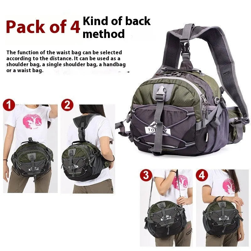 18L nylon outdoor sports waist bag crossbody shoulder handbag in Army Green or Orange with letter graphic pattern