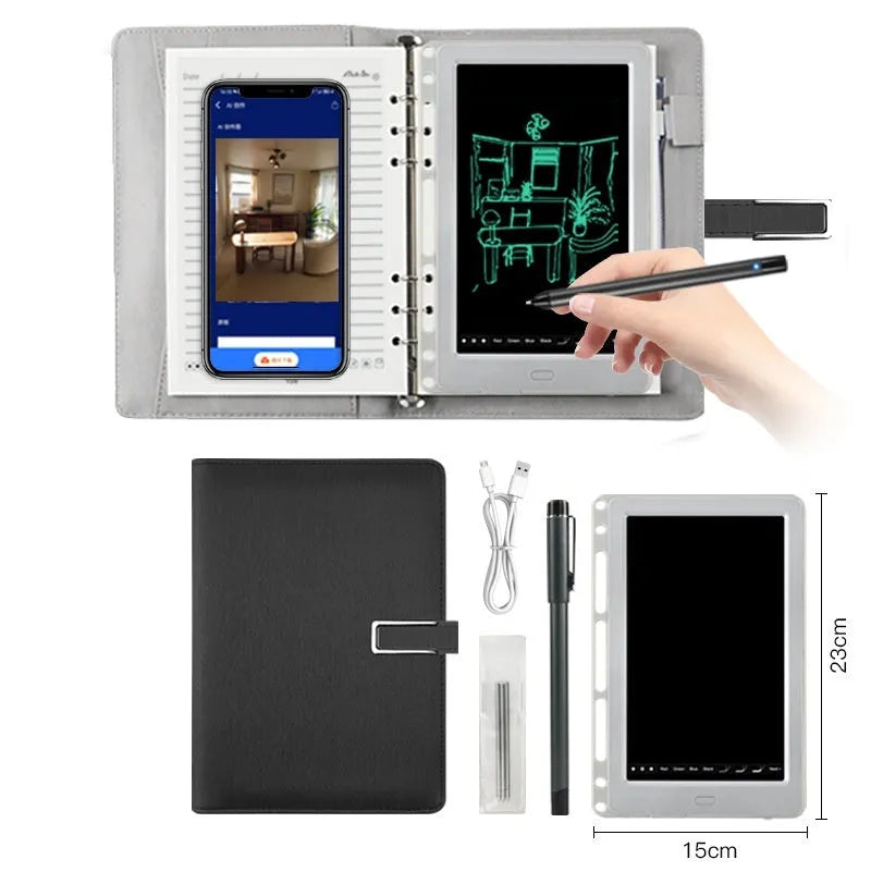 85-inch electronic writing pad with stitching appearance texture, smart pen, and USB charging cable