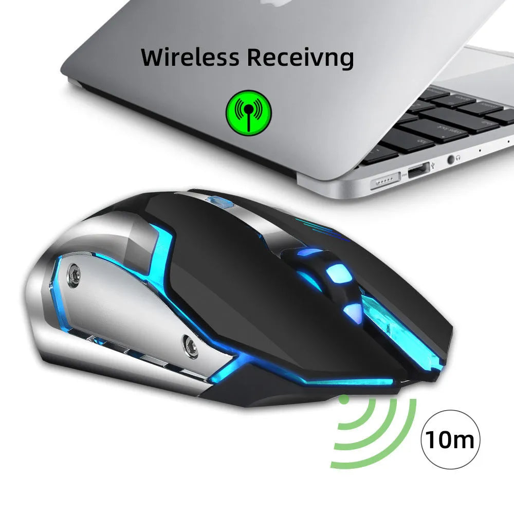 HXSJ black wireless mouse, 2.4G optical gaming mouse with 2400 DPI and ergonomic design