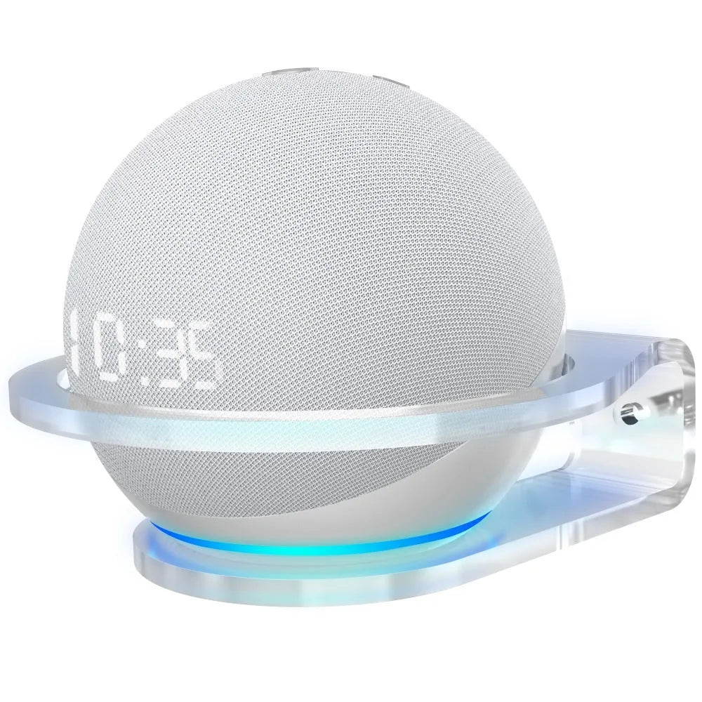 White plastic wall bracket for Echo DOT 4 speaker with easy two-hole installation