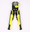 Yellow automatic wire stripper crimping pliers with alloy steel jaws for 10-24 AWG wires and adjustable screw