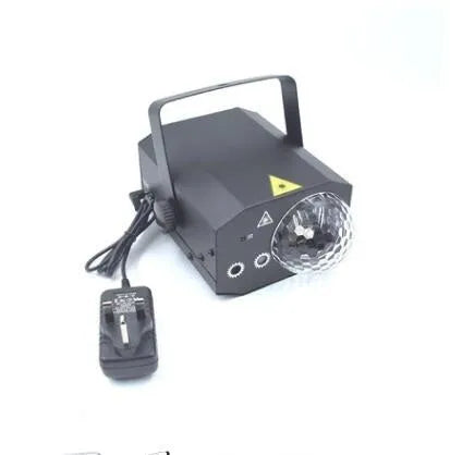 Black or white LED laser magic fan stage light with laser projection and remote control.