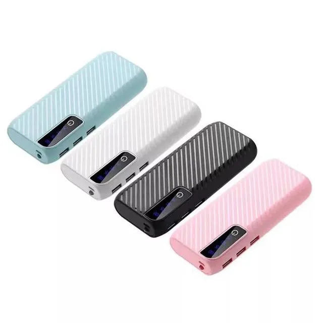 20000mAh portable mini power bank measuring 142x64x23mm with dual USB outputs for charging two devices simultaneously