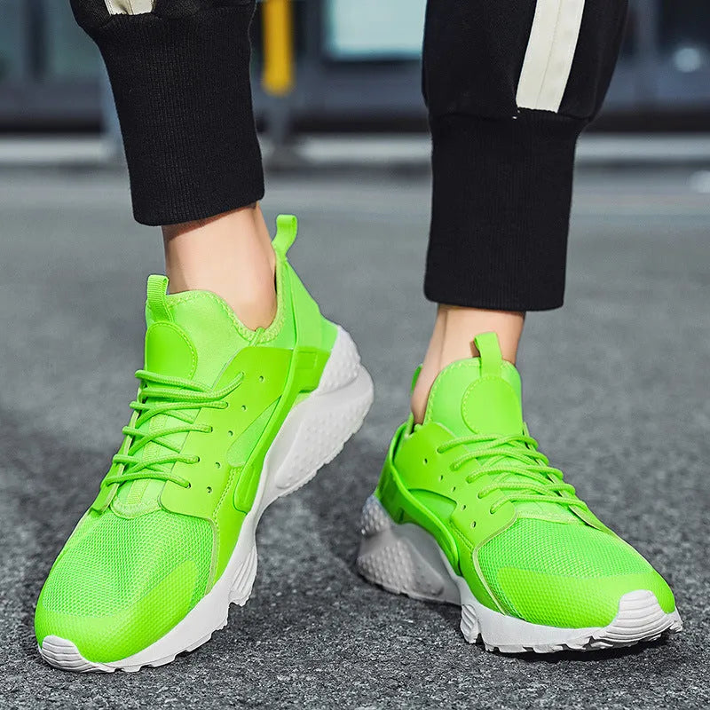 Men's green mesh casual shoes with cross shoulder straps and flat heel design