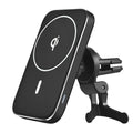 M6 magnetic wireless car charger mounted on vehicle air vent with phone attached