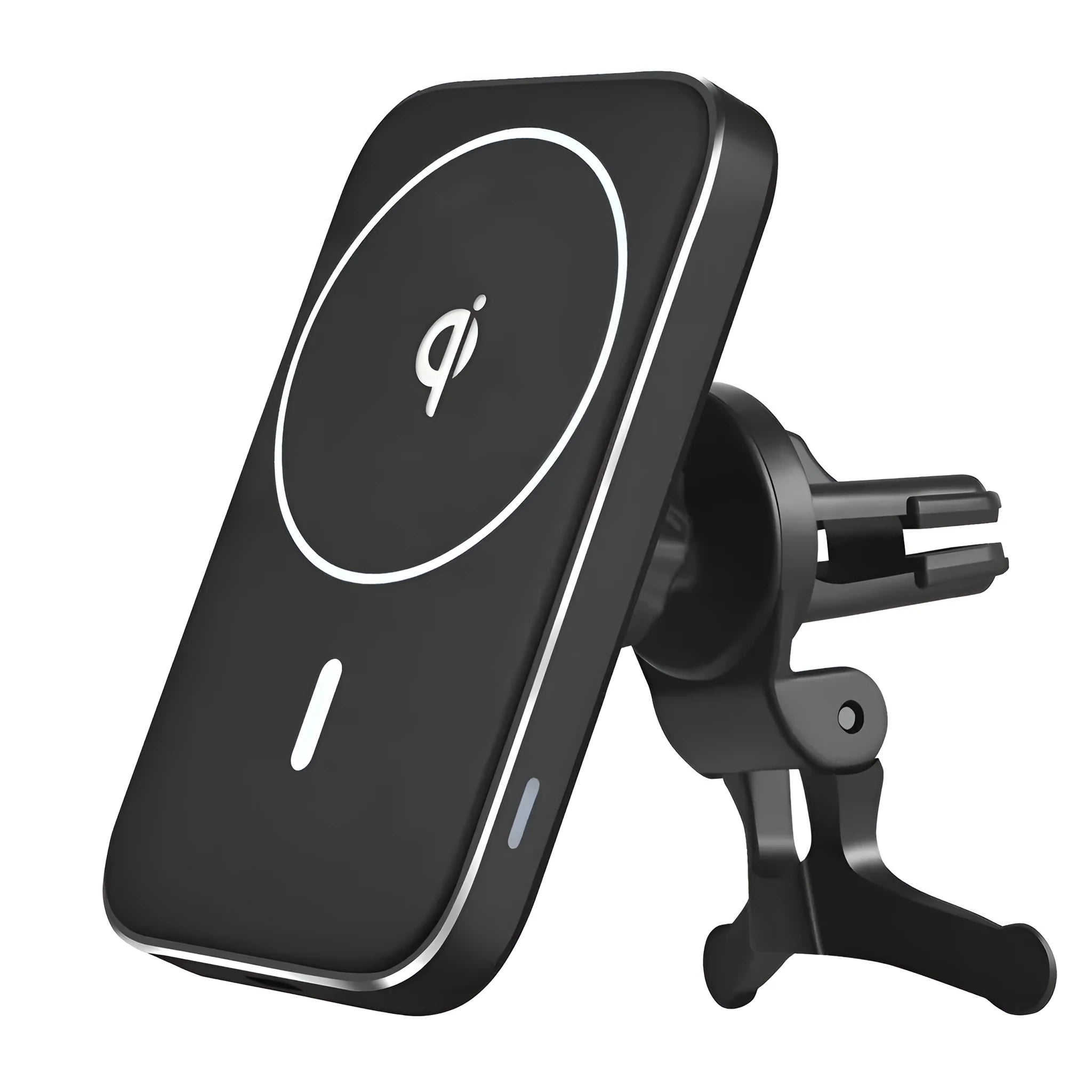 M6 magnetic wireless car charger mounted on vehicle air vent with phone attached