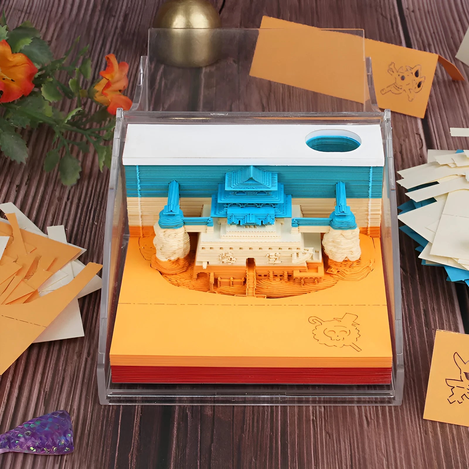 One Piece anime architectural sticky notes notepad in 80x45 mm size with craft paper