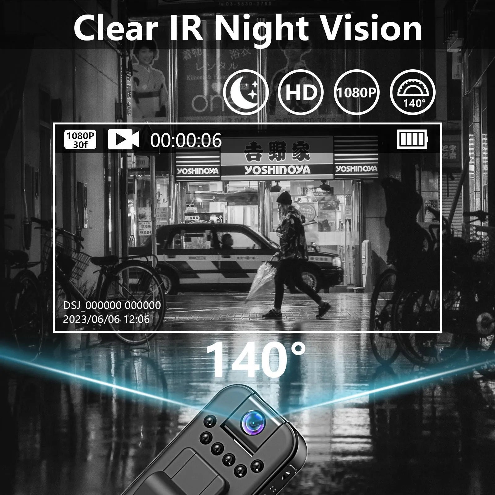 L7 model HD video recorder with infrared night vision and Wi-Fi connectivity