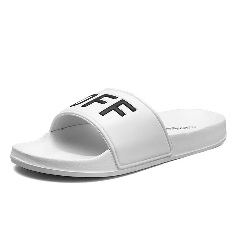 Men's open-toe slippers in black or white with rubber sole, sizes 36 to 46, viscose upper