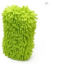 Silver green car wash sponge measuring 14x25cm with microfiber chenille texture for vehicle cleaning