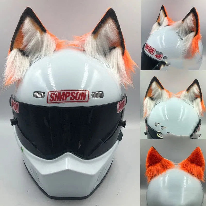 ABS helmet ornaments with animal ears and tails for motorcycle helmets in various colour options