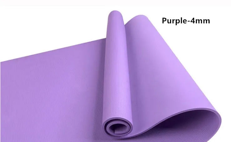 EVA yoga mat in blue with anti-skid surface, showing 173 cm length and 61 cm width dimensions