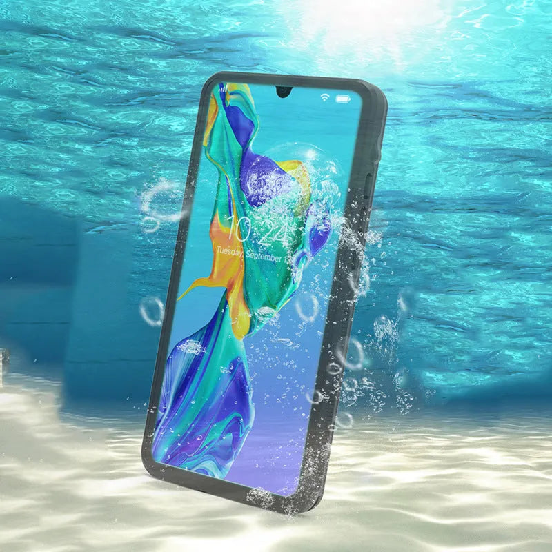 Huawei P30 phone case with wave pattern in black or blue