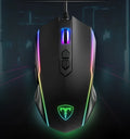 ET T16-1 black wired USB gaming mouse with RGB lighting, 7200dpi sensor and mouse pad