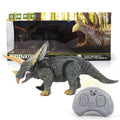 Remote control electric Triceratops dinosaur toy with remote handle and charging cable in colour box