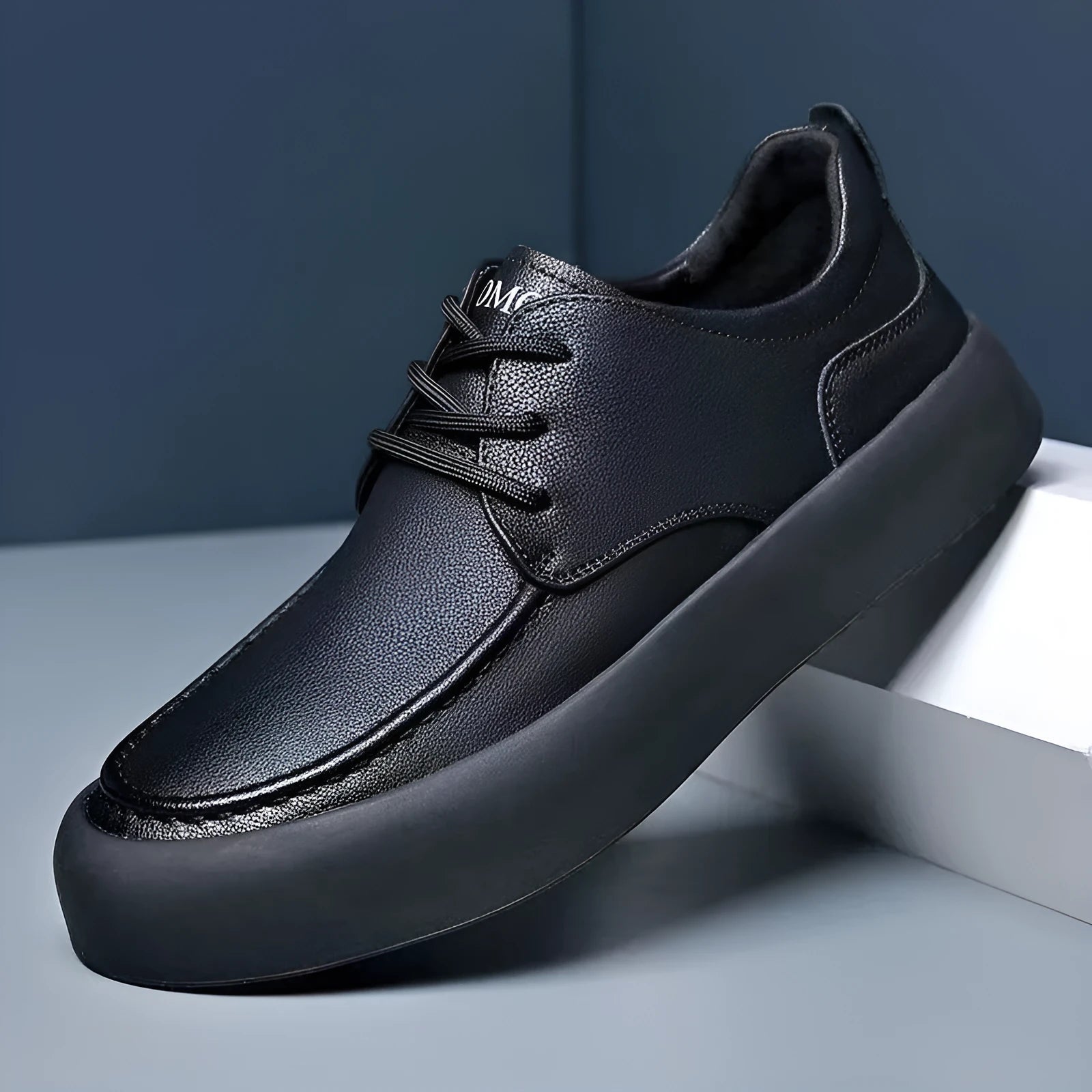 Men's brown casual lace-up shoes with round toe and flat heel on a white background