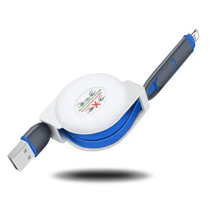 3-in-1 telescopic charging cable with TPE-coated 120cm wire and titanium alloy connectors in multiple colour options