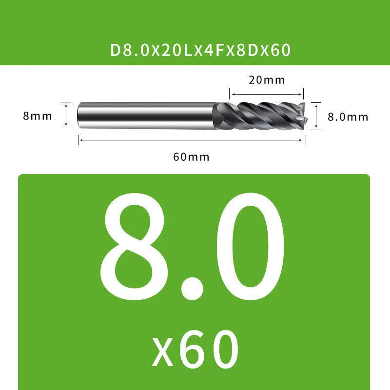 4-blade tungsten steel end mill for CNC milling with 35 degree helix angle