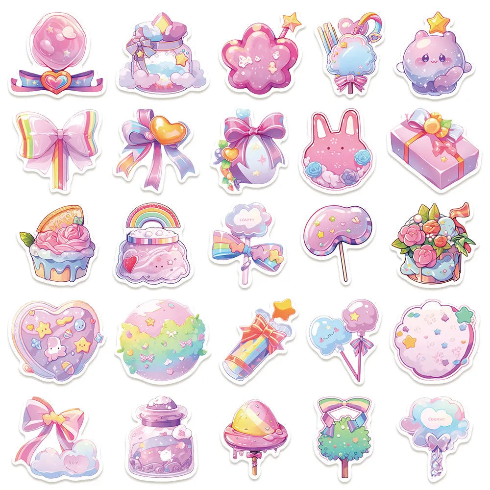 Fresh candy small object decorative waterproof stickers measuring 4-7cm with 50 sheets included