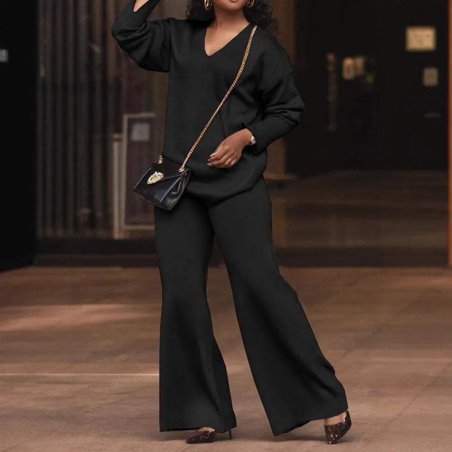 Women's brown suede two-piece suit with split sleeves, Japanese Korean casual style, trousers length