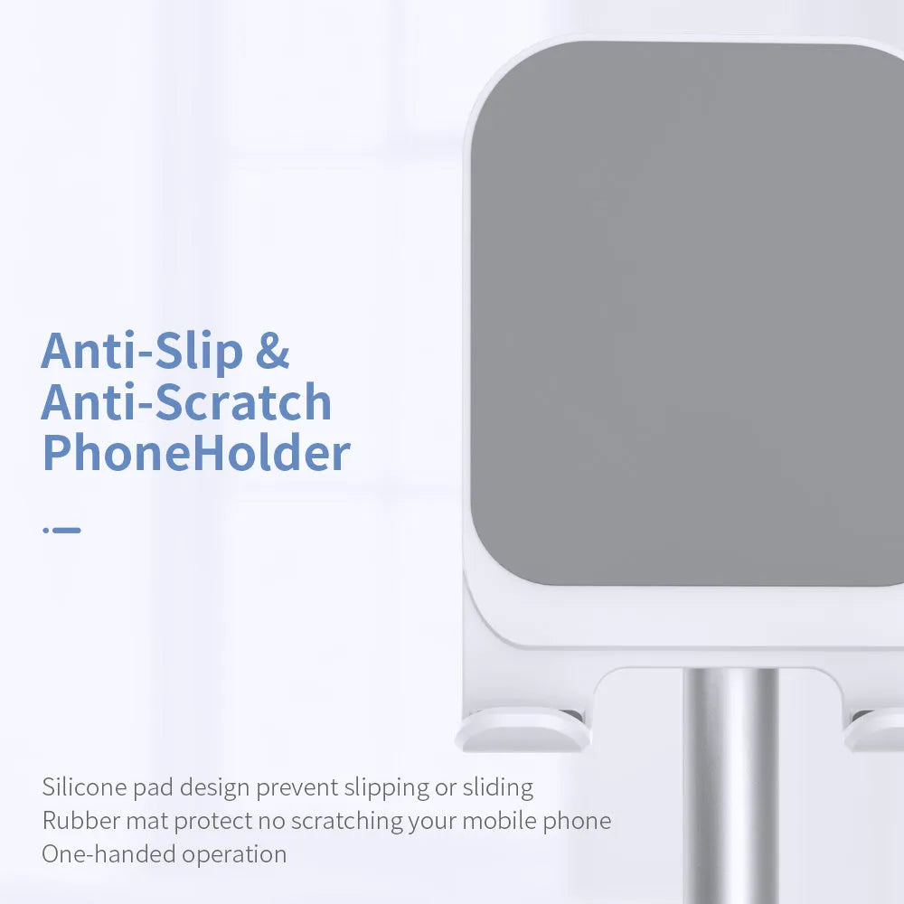Aluminium alloy mobile phone and tablet desktop stand in black or white.