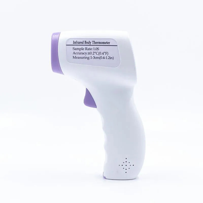 White digital thermometer displaying temperature reading on LCD screen