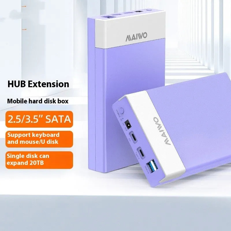 USB 3.0 SATA hard disk box for 3.5-inch drives with slide cover, power supply, and cable