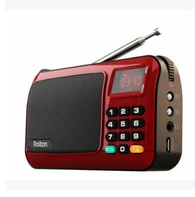 Rolton W405 portable FM radio and MP3 travel speaker in blue with LED display and strap