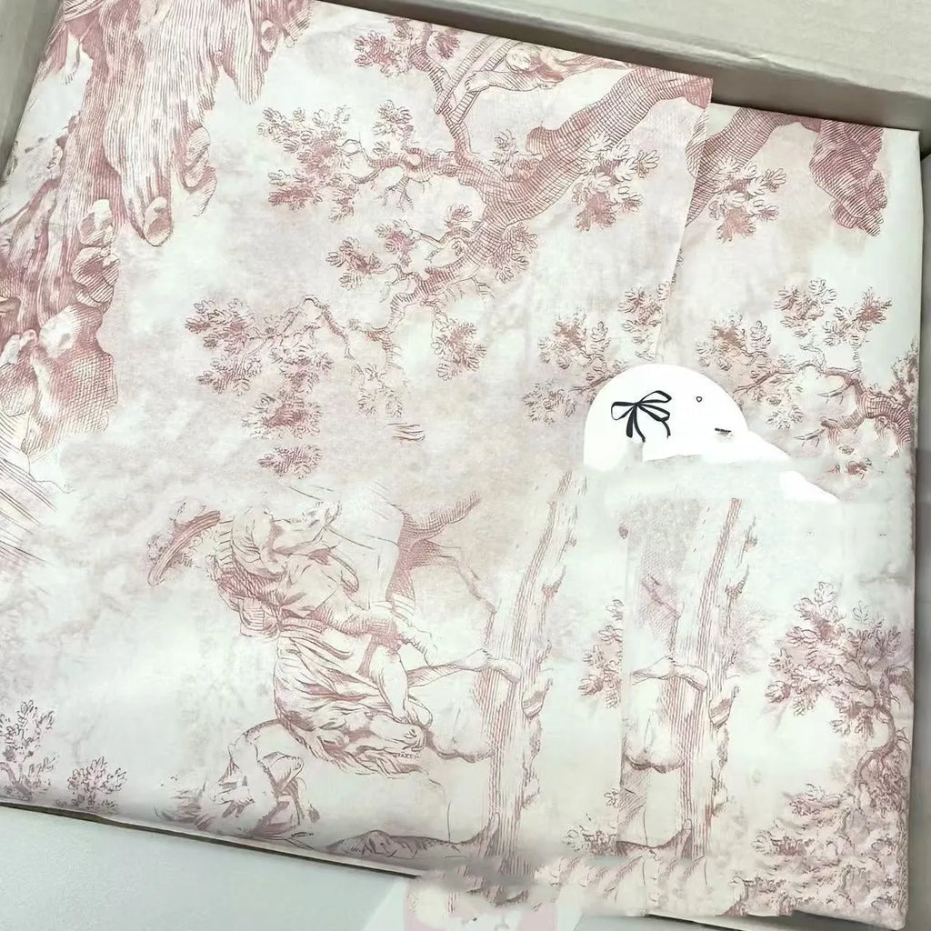 French Mg tissue paper sheet measuring 50x70cm with retro French romance design in pink purple colour