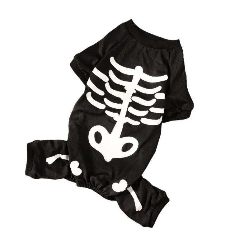Halloween luminous skeleton costume for a dog, showing four-legged design.