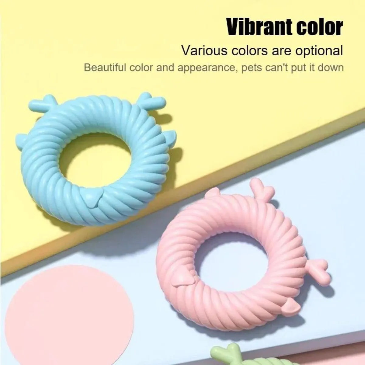 Deer-shaped dog chew toy with spiral grooves for teeth cleaning in blue, pink or green