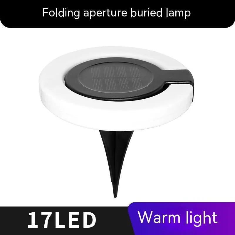 Solar underground light with waterproof folding aperture for outdoor garden pathway illumination