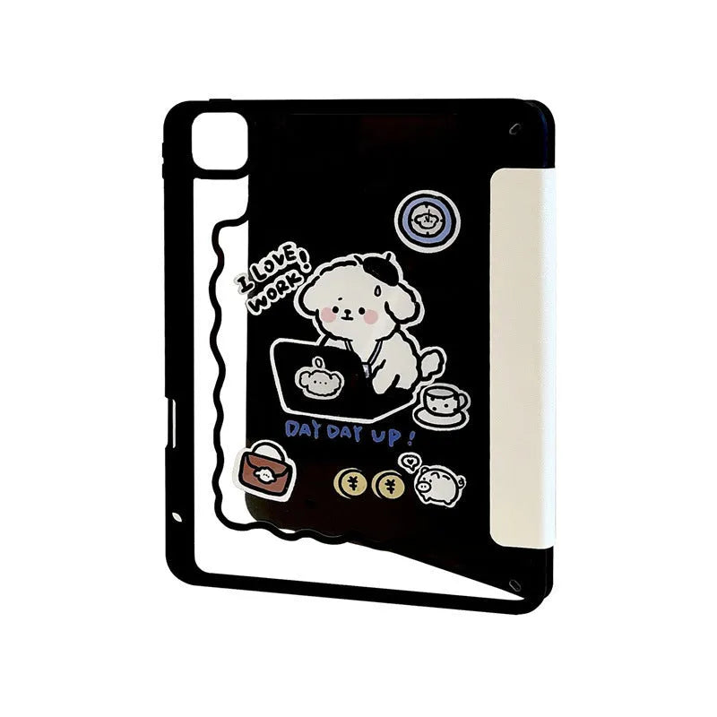 Dog cartoon iPad case with pen slot, TPU rear cover for iPad Air3 Air4 Air5 Mini6 Pro 2020 2021