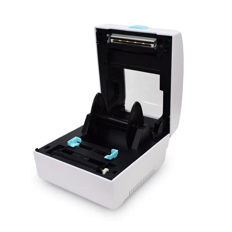 Heat-sensitive label printer with compact design, USB and Bluetooth ports, 200x160x139.5mm dimensions